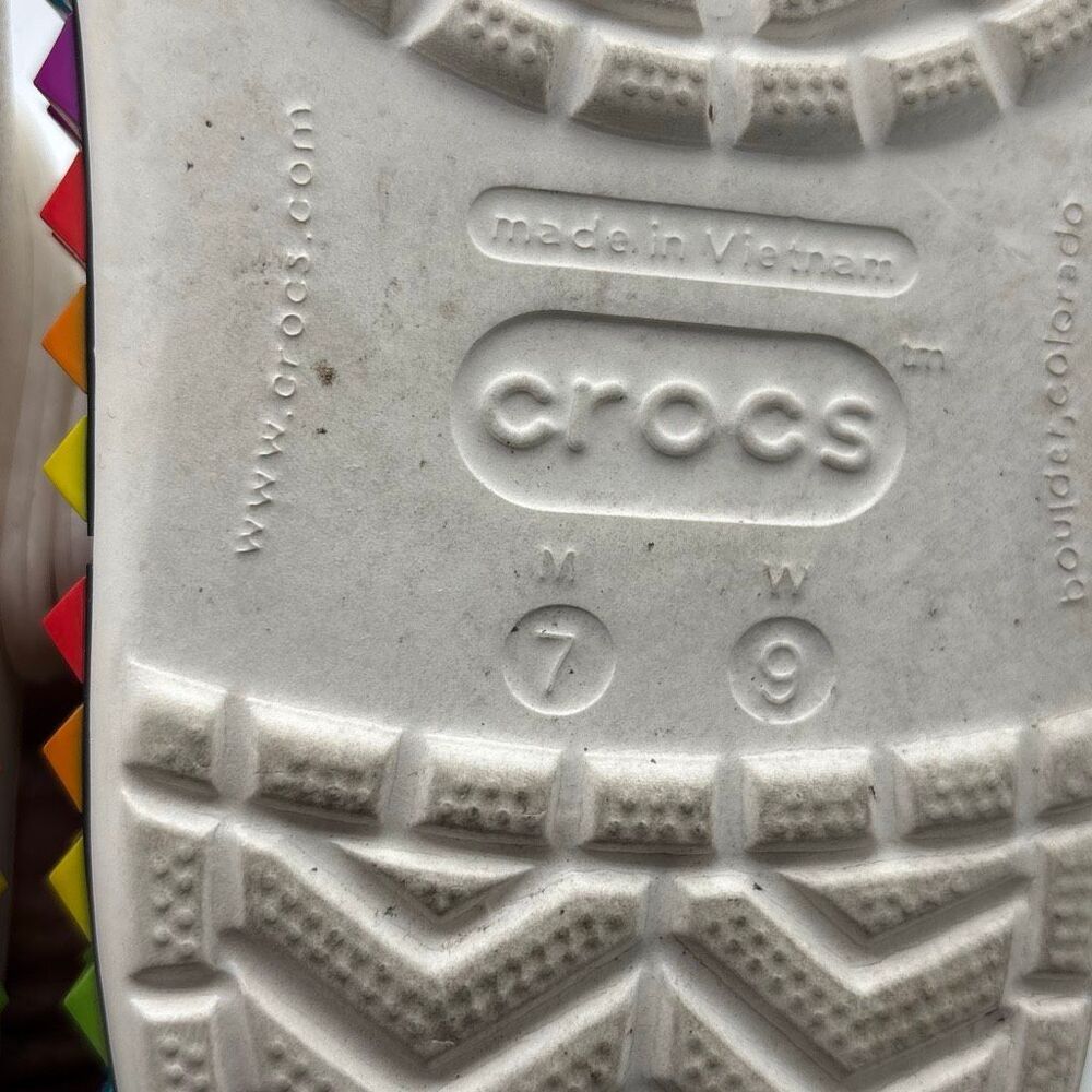 Crocs Crocband 3D Shapes Clog White Rainbow Style 207290 Unisex Men's 7 W 9 - Picture 6 of 9